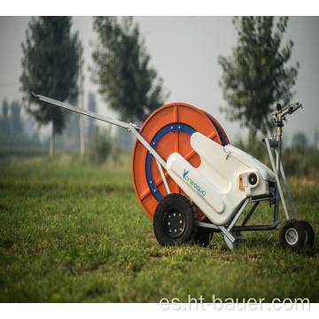 Sistema de riego de carrete de manguera para pequeña granja